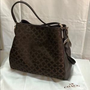 COACH LI KHAKI MAHOGANY HANDBAG